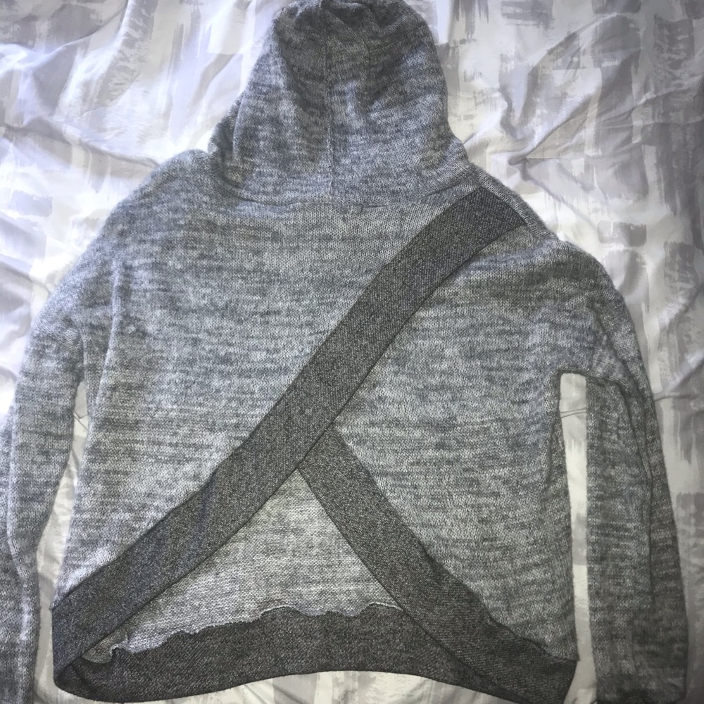 Knitted Sweater Hoodie with open back